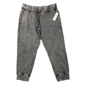 Attention Womens Acid Wash Joggers Charcoal Gray Drawstring Sweatpants Size M